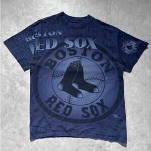 90s Vintage Boston Red Sox Navy AOP T Shirt Size L